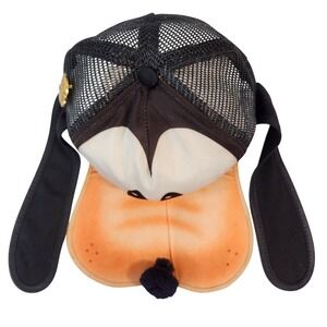 Vintage Disney Goofy Hat Cap Snap Back Kids Black Orange Ears 80s Fantasyland